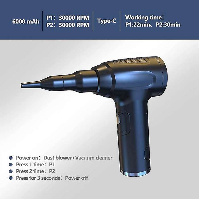 Compressed Air Duster, 2-in-1 Vacuum ,keyboard Cleaner, 50,000rmp