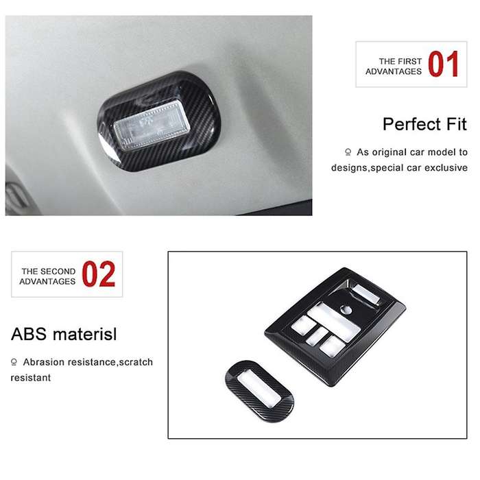 Front Rear Reading Lamp Stickers for Dodge Ram 10-15, Carbon Fiber