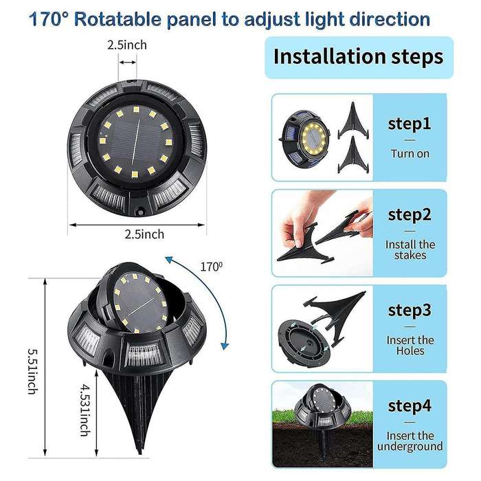 Solar Ground Lights 8pack for Patio Pathway Lawn Yard Deck Garden A