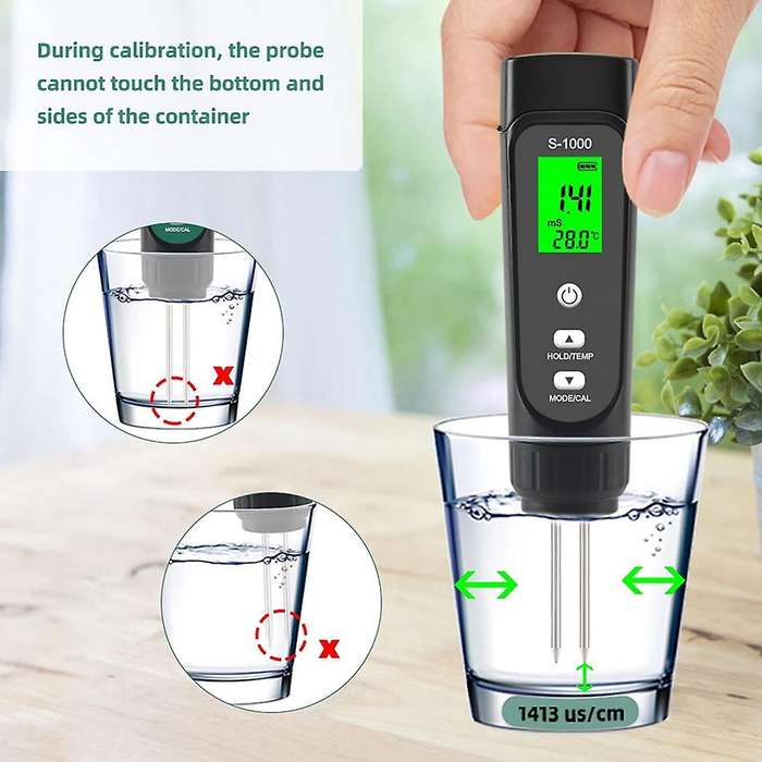 Soil Ec Meter 3-in-1 Moisture Tester with Atc, for Garden, Lawn, Farm