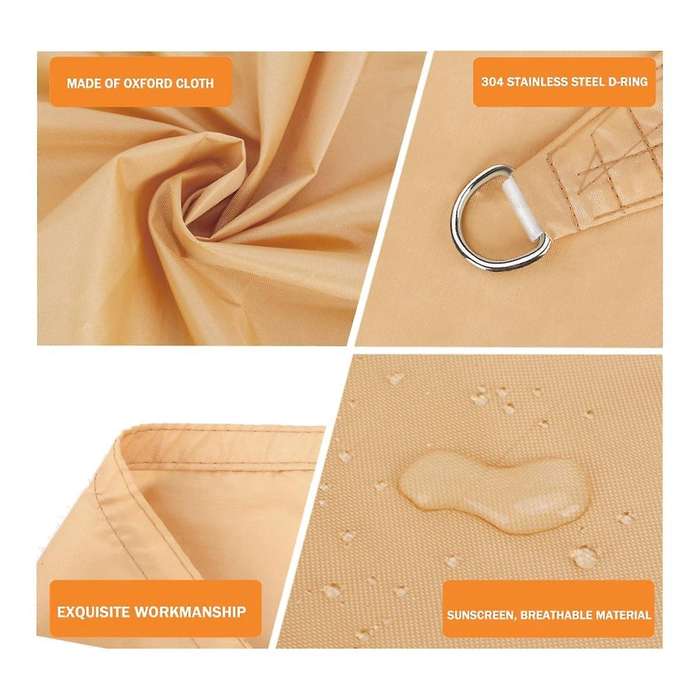 Waterproof Sun Shade Sail, for Outdoor (2.5x3 Meter,beige Yellow)