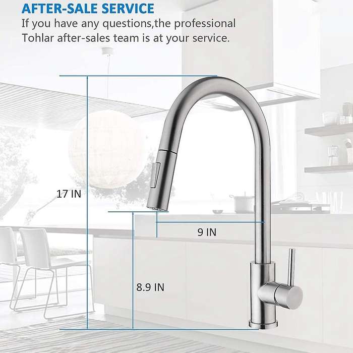 Kitchen Stainless Steel Pull Down Sprayer Faucet with Deck Plate