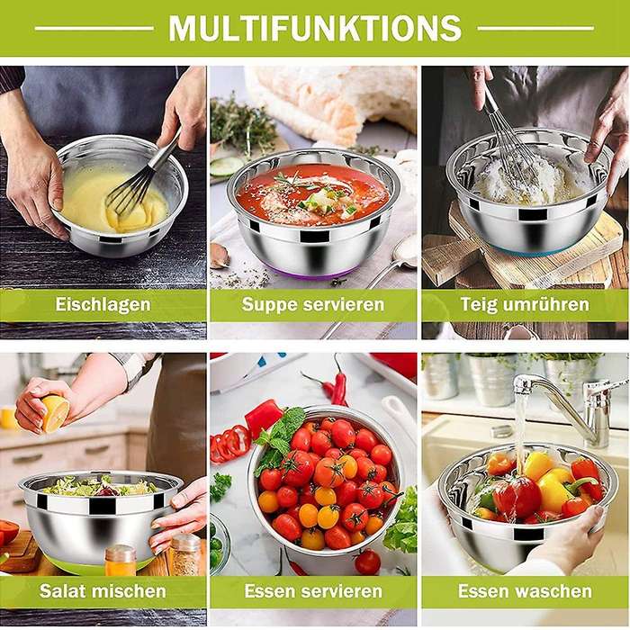 Stainless Steel Salad Bowl with Airtight Lid,for Kitchen,baking,etc