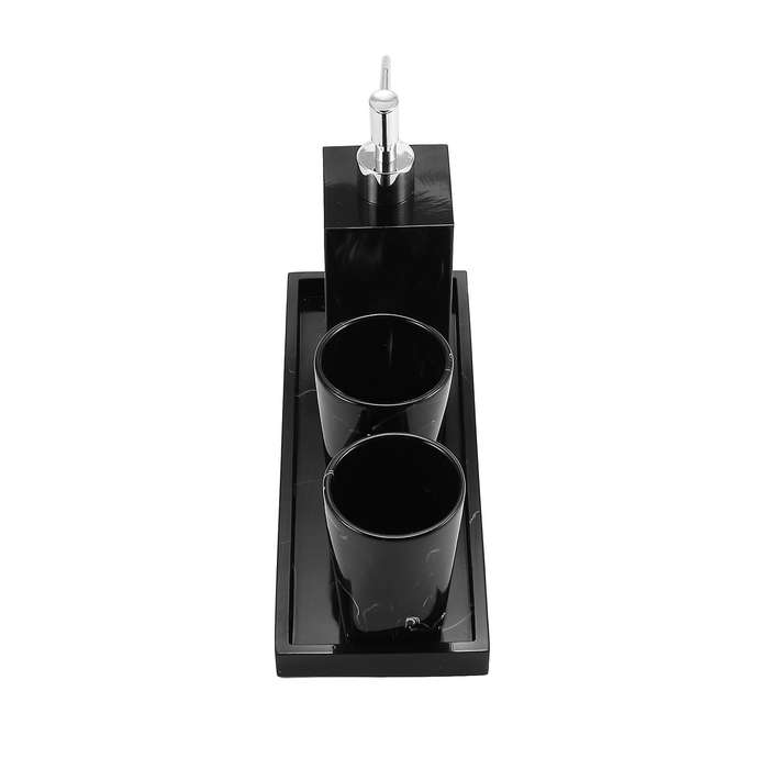 Marble Bathroom Supplies Black 4pcs Resin with Toothbrush Holder