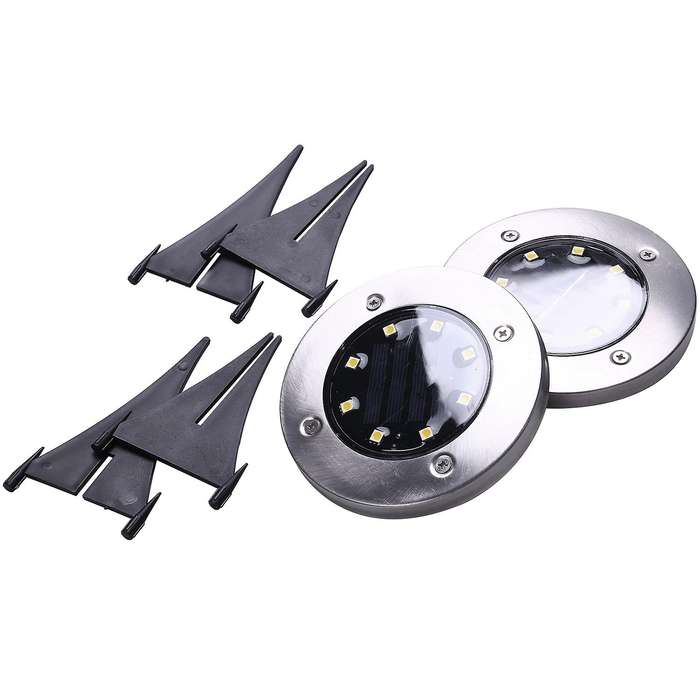 10pcs Solar Powered Ground Light 8 Led Light Lamps - Warm White Light