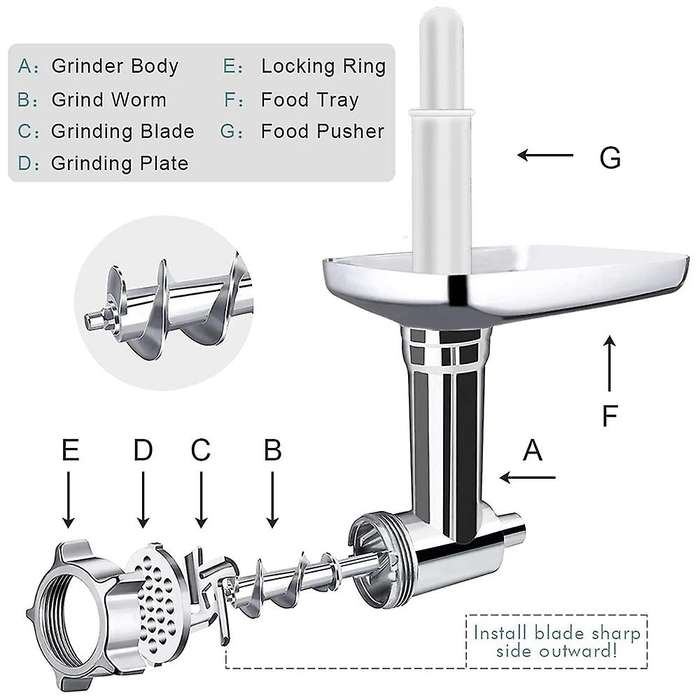 Metal Meat Food Processor Grinder Attachment for Kitchenaid Stand