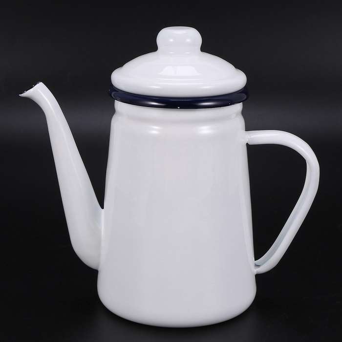 1.1l Enamel Coffee Pot for Gas Stove and Induction Cooker White