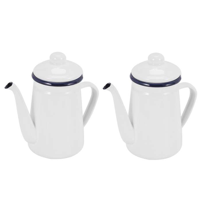 1.1l Enamel Coffee Pot for Gas Stove and Induction Cooker White