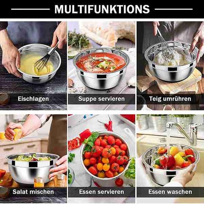 Mixing Bowl, Stainless Steel Mixing Bowls with Airtight Lid