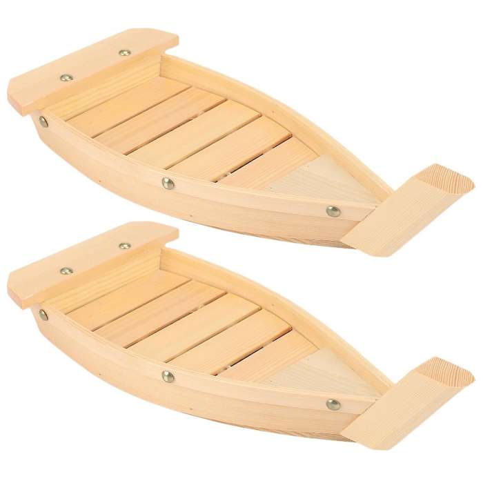 2x 42x17x7.5cm Japanese Cuisine Sushi Boats Sushi Tools Wood