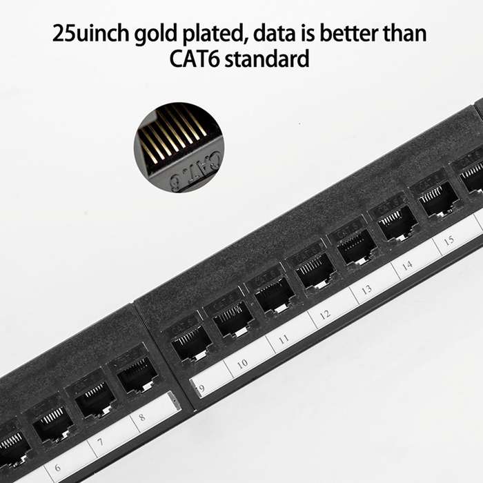 19inch 1u Pass-through 24 Port Cat6 Rj45 Cable Adapter Keystone Jack