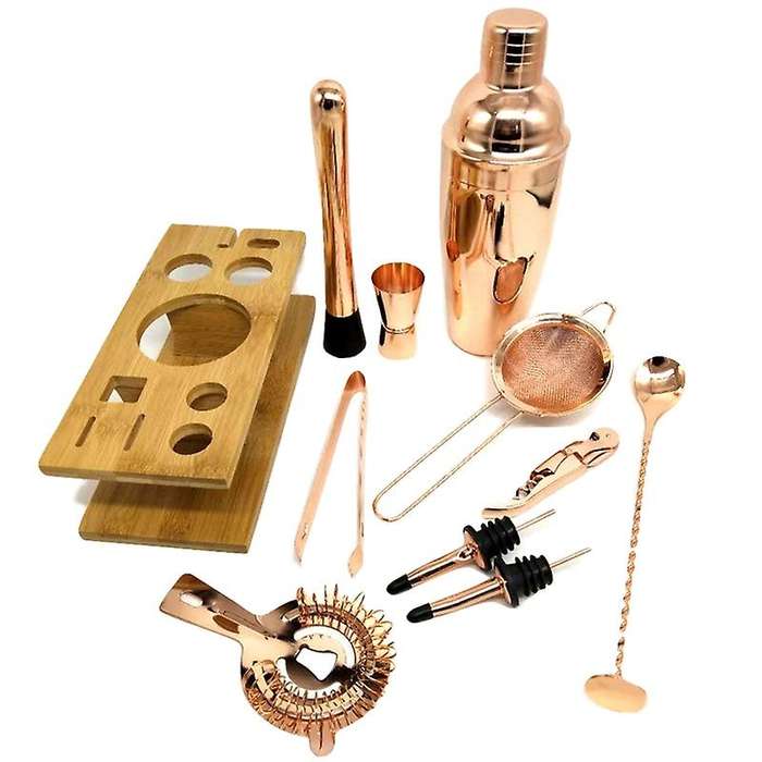 11 Pcs 750ml Stainless Steel Cocktail Shaker Set Rose Gold Color