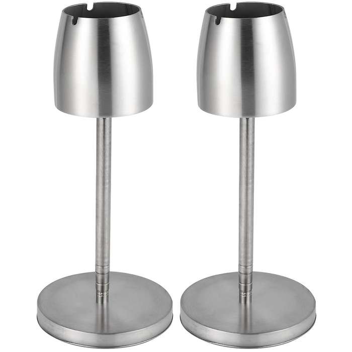 2x Stainless Steel Telescopic Ashtray Floor Standing Ash Tray Ashtray