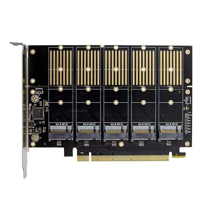 Pcie Gen3 X16 to 5 Ports M.2 Ngff B-key Sata 6gbps Adapter Expansion