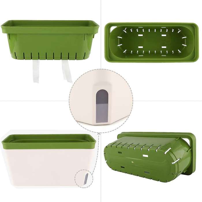 Self Watering Planter Pot Rectangle 10.5 Inch Set Of 6, Green