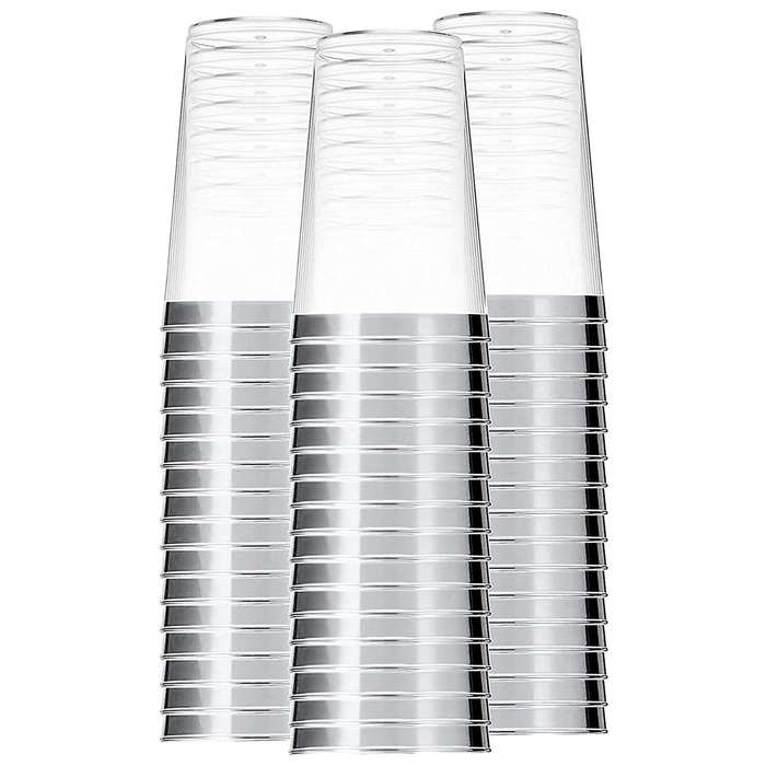 Gold Plastic Party Cups Disposable Wine Cups -silver Rim