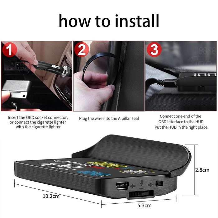 Car HUD Head Up Display OBD2 II EUOBD Overspeed Warning System Projector Windshield Auto Electronic