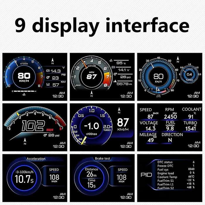 Car Hud Head Up Display Obd2 + Gps Dual Hd System Speedometer Digital Projection