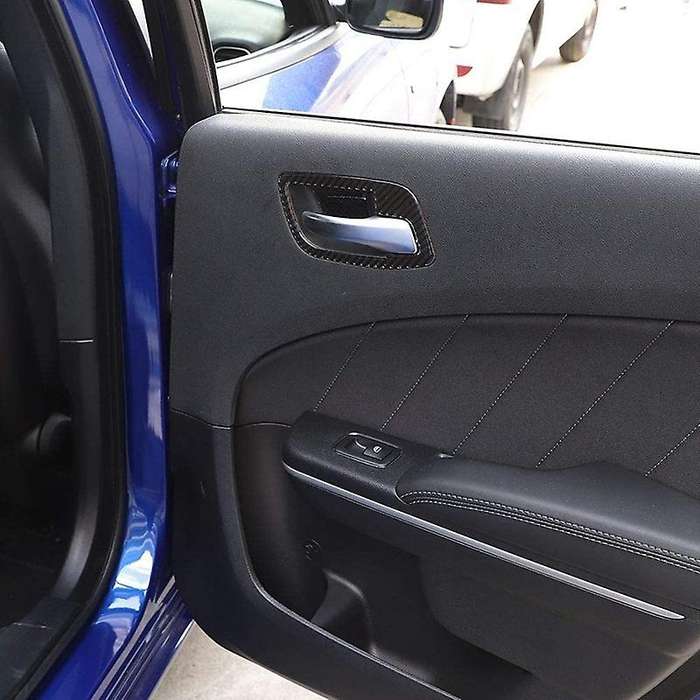 Car Inner Door Handle Bowl Trim Decor Cover Carbon Fiber for Charger 300C 2011-2020 ,Black