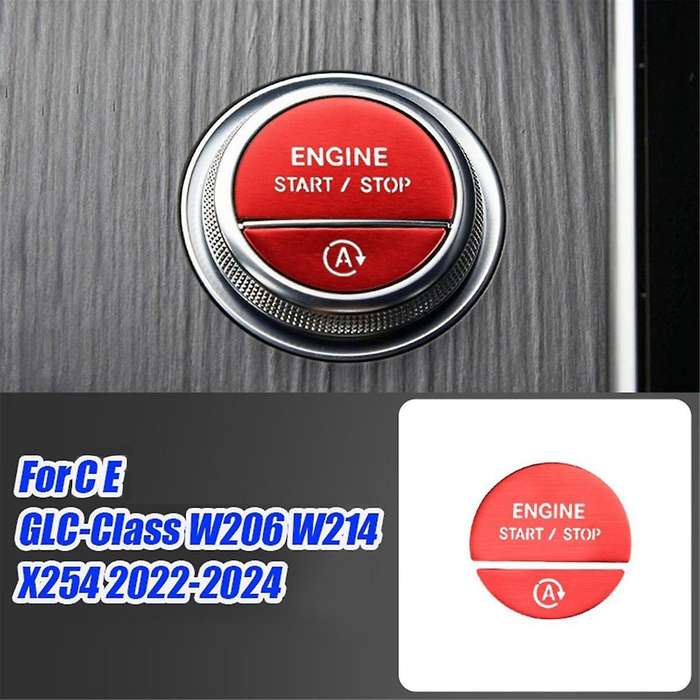 Car Interior Engine One Start Stop Key Button Sticker for C E GLC-Class W206 W214 X254 2022-2024 Red