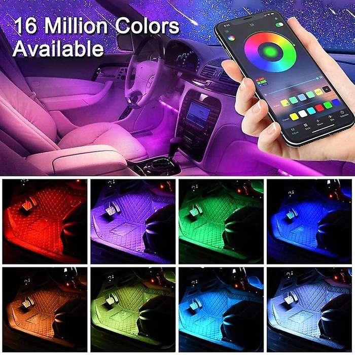 Car Interior LED Lights - 48 Waterproof Multi Colours & Sound-Activated, Remote or APP Controlled