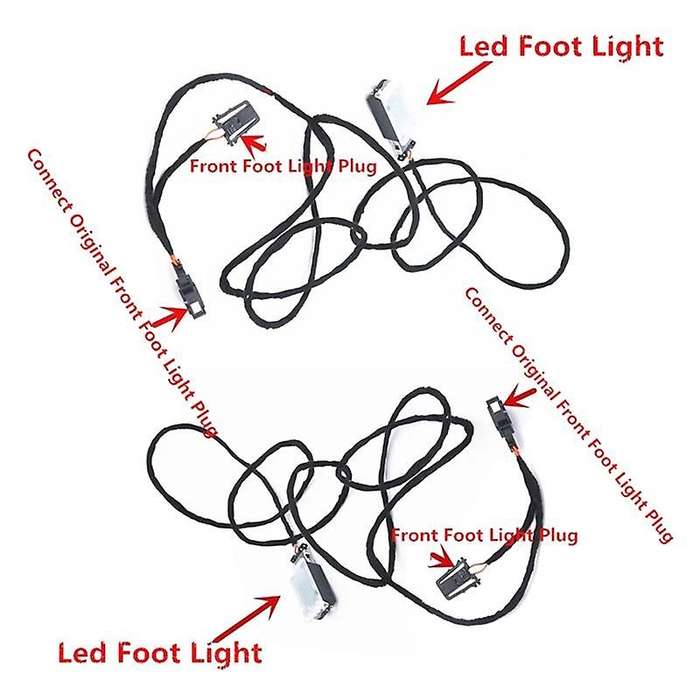 Car Interior LED Footwell Light Foot Lamp Cable Harness for B7 B8 CC Golf 7 MK7 7.5 MK2 5GG947409
