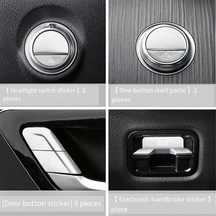 Car Interior One Key Start Headlight Handbrake Door Button Sticker Set for C E GLC W206 W214 X254 Si