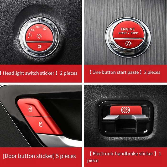 Car Interior One Key Start Headlight Handbrake Door Button Sticker Set for C E GLC W206 W214 X254 Re