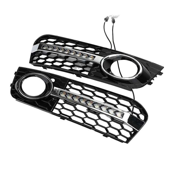 Car Led Fog Light Turn Signal Drl Grille Cover for A4 B8 2009-2011