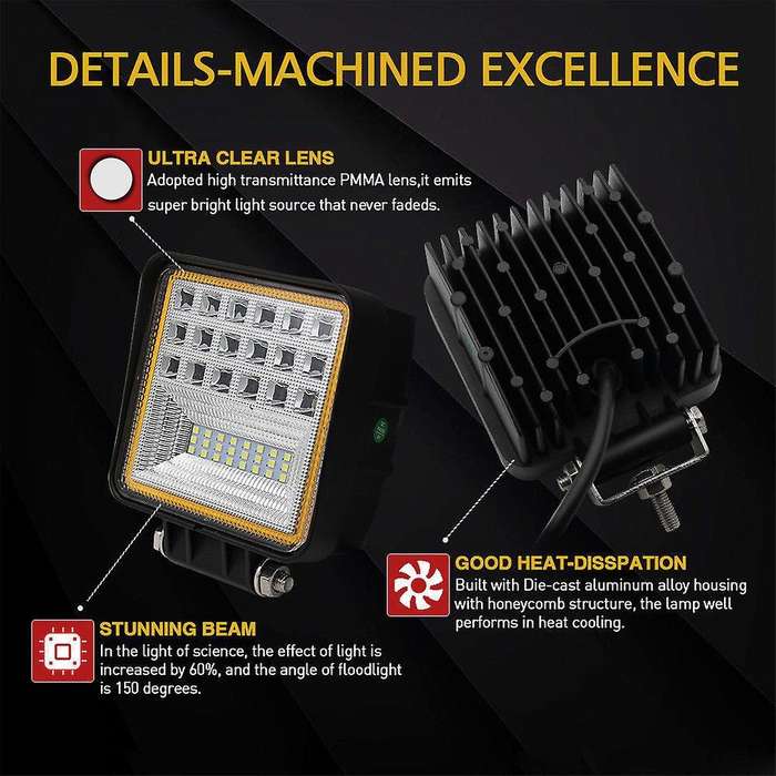 Car LED Light Bar 4 Inch 6000K 126W LED Driving Work Light Lamp Headlight Off Road for Truck SUV ATV