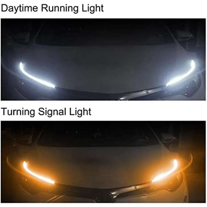 Car LED Light Bar, White Turn Signal Yellow Light Waterproof Car Daytime Running Light Bar for Truck