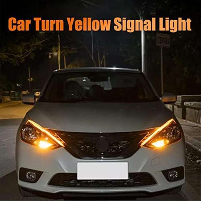 Car LED Light Bar, White Turn Signal Yellow Light Waterproof Car Daytime Running Light Bar for Truck