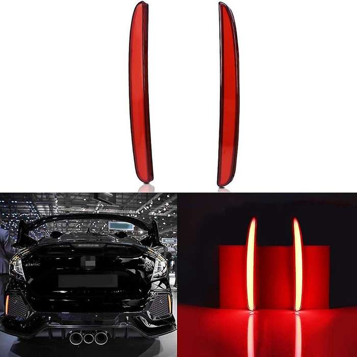 Car Led Rear Bumper Fog Lamp Brake Light Dynamic Turn Signal Reflector for Type R 2016-2018