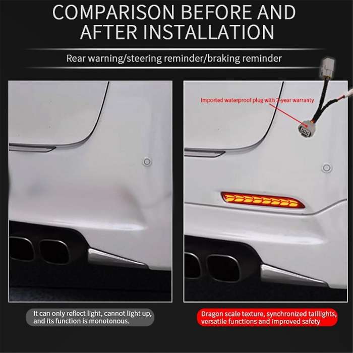 Car LED Rear Bumper Fog Lights Brake Lights Dynamic Turn Signal Lights for ALPHARD/VELLFIRE 20 Serie