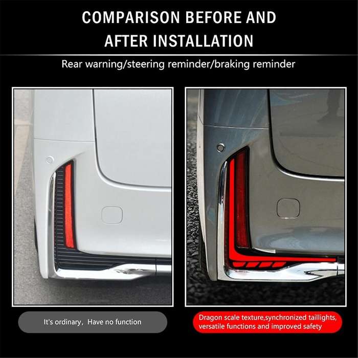 Car LED Rear Bumper Reflector Dynamic Brake Light Tail Lamp for VELLFIRE 40 Series 2023+ Turn Signal