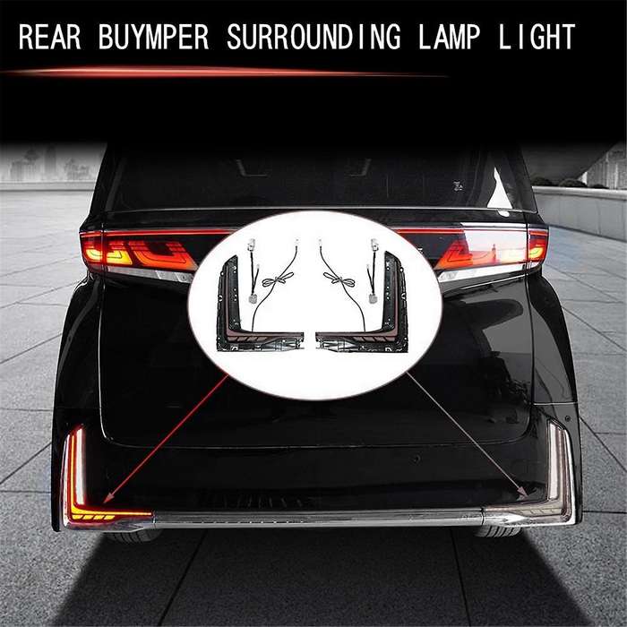 Car LED Rear Bumper Reflector Dynamic Brake Light Tail Lamp for VELLFIRE 40 Series 2023+ Turn Signal