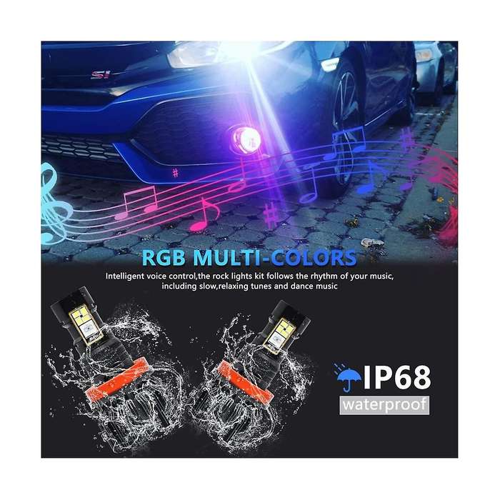 Car Led Rgb Headlight App Bluetooth-compatible Control Multi Colors Led Fog Lights Bulbs ,9005/9006