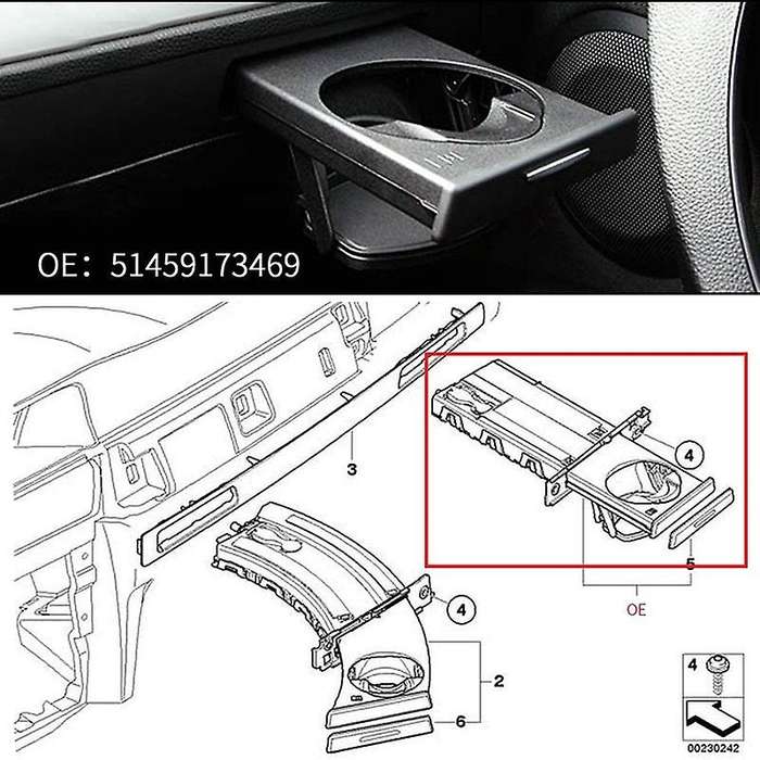 Car Left & Right Cup Holder Set with Trim Panel Black for E90 E91 E92 E93 2005-2012 51459173469 5145