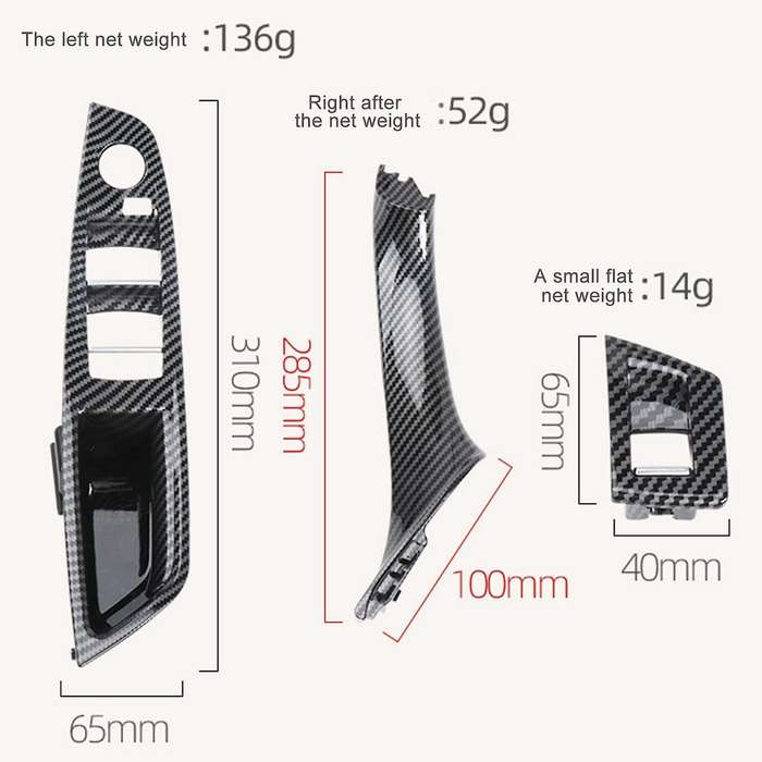 Car LHD Interior Door Carbon Fiber Pull Handle Window Switch Panel Set for 5 Series F10 F11 F18 520I