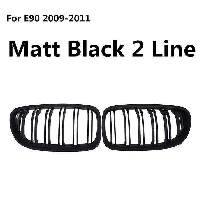 Car Matte Black Double Slat Front Kidney Grille Grill for- 3 Series E90 E91 2009 2010 2011