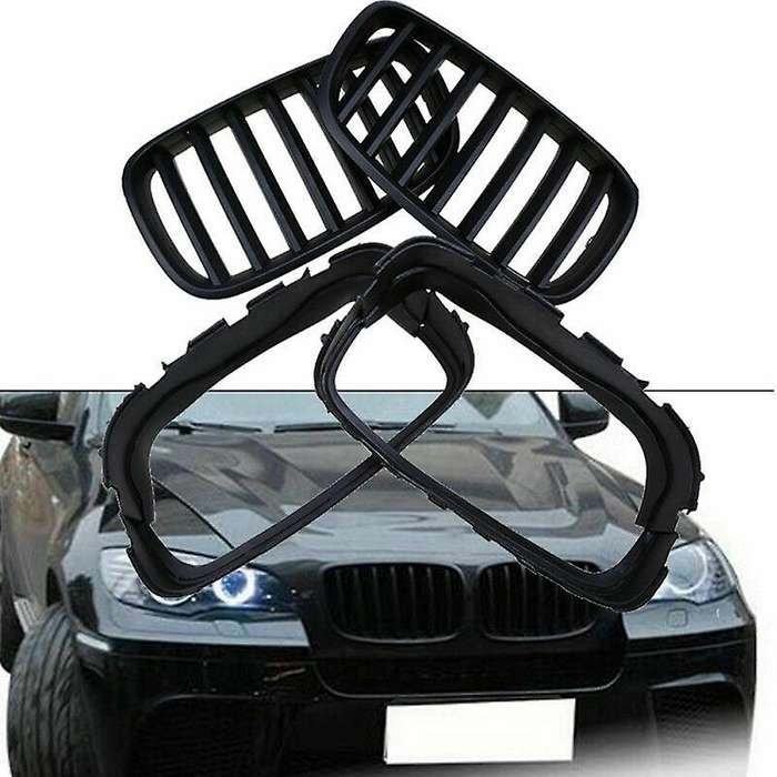 Car Matte Black Kidney Grill Grille Pair for X5 X5M X6 X6M E70 E71 2007-2013