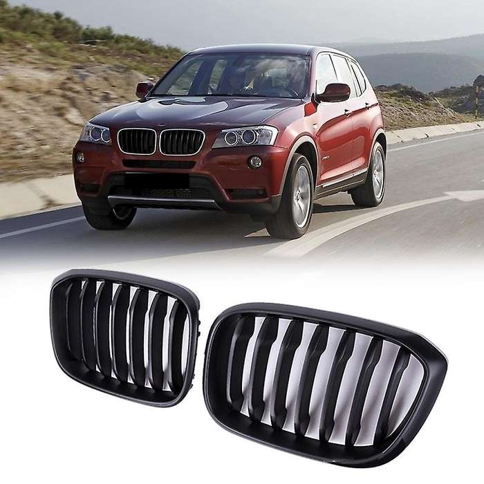 Car Matte Black Two Line Front Hood Kidney Grille Grill for  X3 G01 X4 G02 2018-2020
