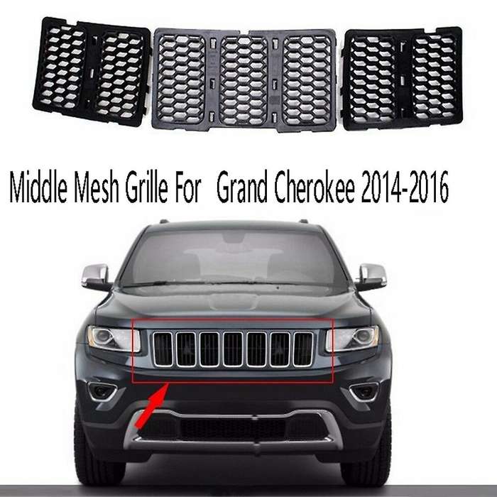 Car Middle Mesh Grille Front Grille Inserts Trim Mesh Kit for Grand 2014-2016 Black
