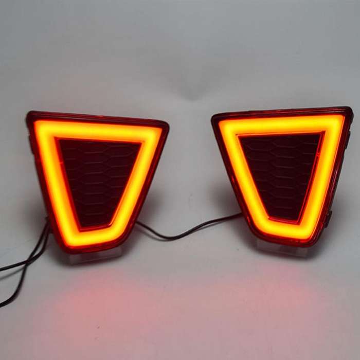 Car Multi-Functions LED Rear Bumper Light Fog Lamp Brake Light Reflector for Fit Jazz 2014 - 2016