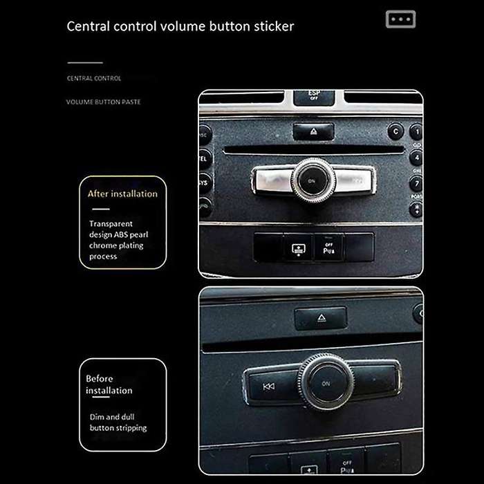 Car Multimedia Air Conditioner Volume Button Sticker Cover Trim for W204 C E Class 2012-2015 Accesso