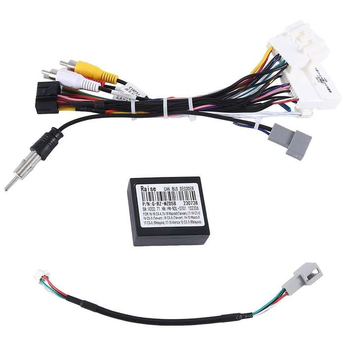 Car Radio Cable Adapter Android Wiring Harness Power Connector Socket with CAN Bus Decoder for -3 -5