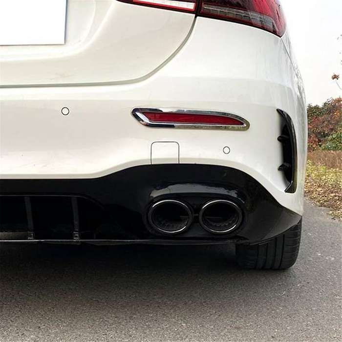Car Rear Bumper Turbo Muffler Exhaust Tips Pipe 4 Exits for W177 A35 2020+ Tail Pipes Trim Frame