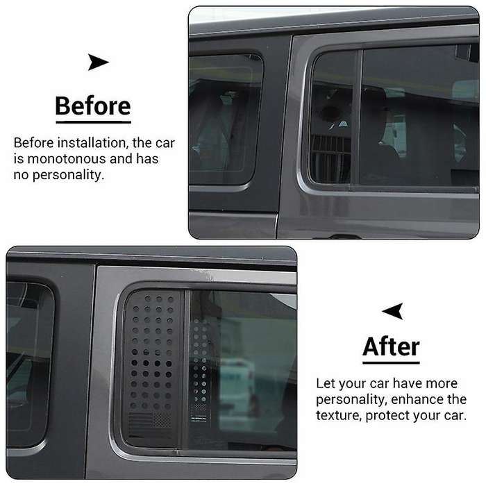 Car Rear Door Window Glass Panel Flag Decoration Cover Trims for Wrangler JL JT 2018+ 4 Door, Alumin