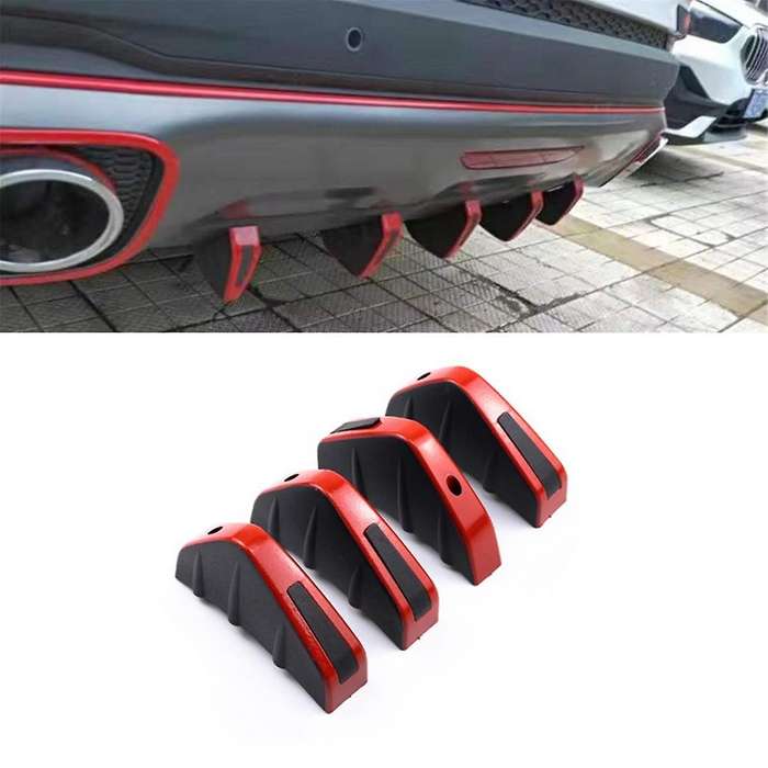 Car Rear Lower Bumper Wing Lip Diffuser, Anti-crash Accessories Spoiler Protector, Rear Bumper Spli