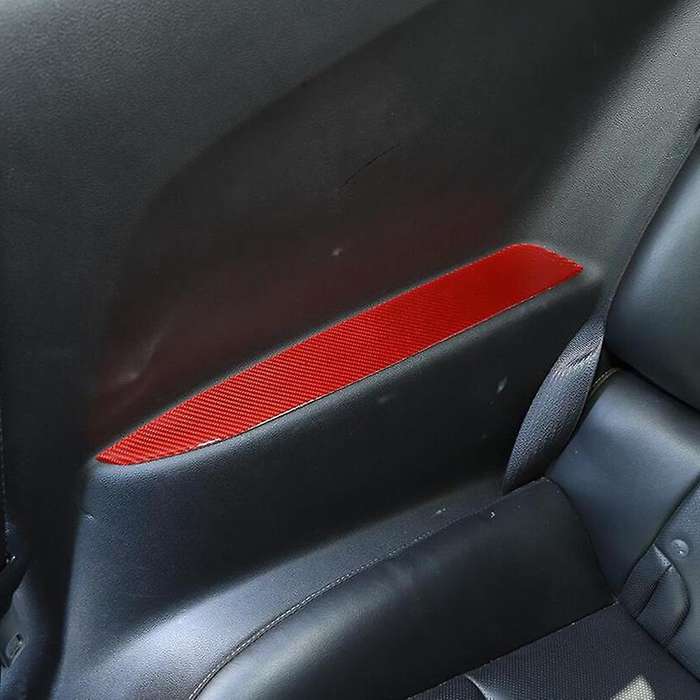 Car Rear Seat Armrest Panel Stickers Decoration Carbon Fiber for 2012 2013 2014 2015 (Red)